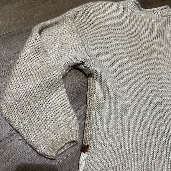 Vintage 90s Cabin Creek Women Knit Sweater Granny Beige Hearts Floral Size L - Picture 6 of 9